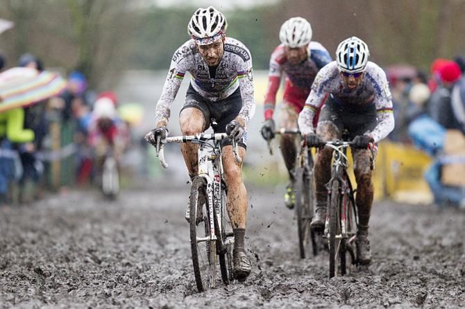 Albert in the lead, chased by Stybar in Loenhout