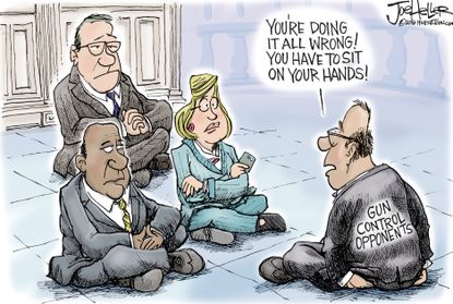Political cartoon U.S. Democratic sit-in guns