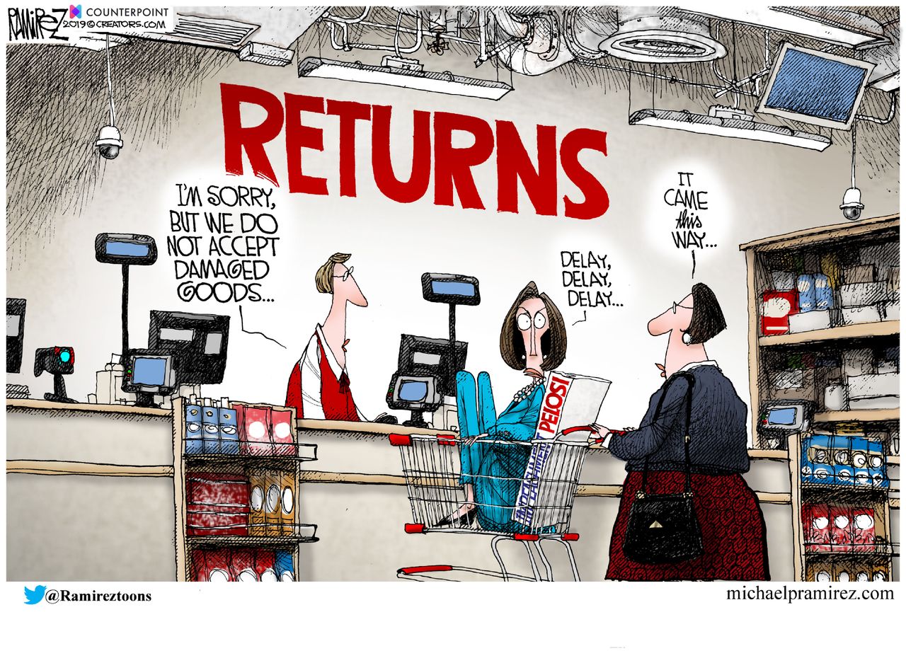 Political Cartoon U.S. Nancy Pelosi impeachment gift return