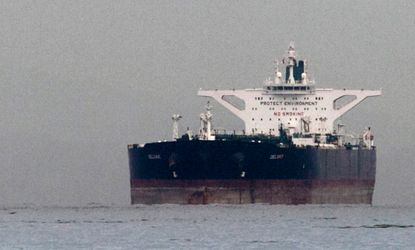 An Iranian crude oil supertanker 