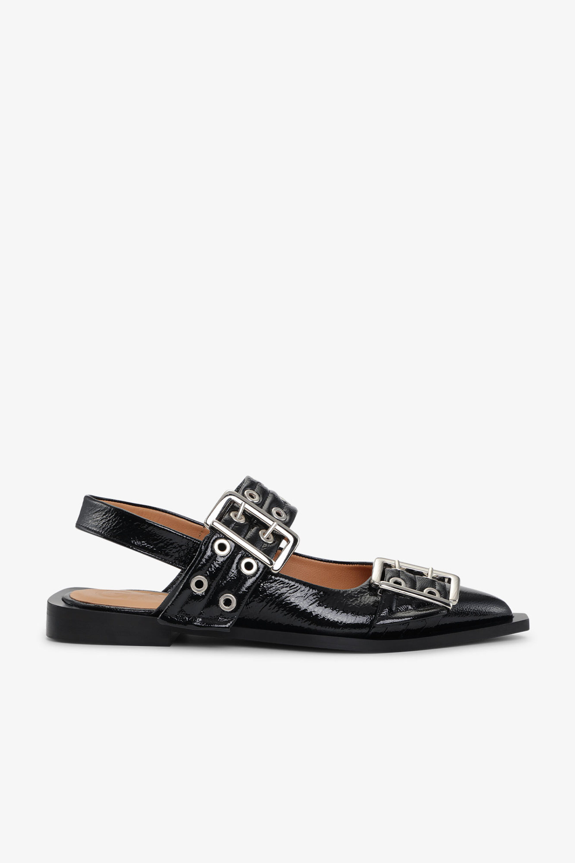 Black Feminine Buckle Ballerinas