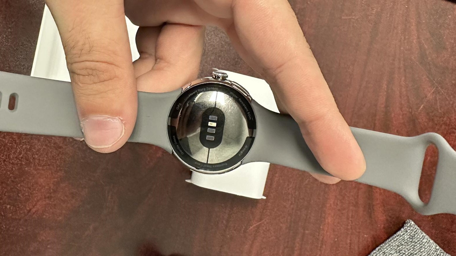 Pixel Watch back showing sensors