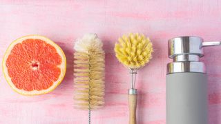Grapefruit and cleaning tools