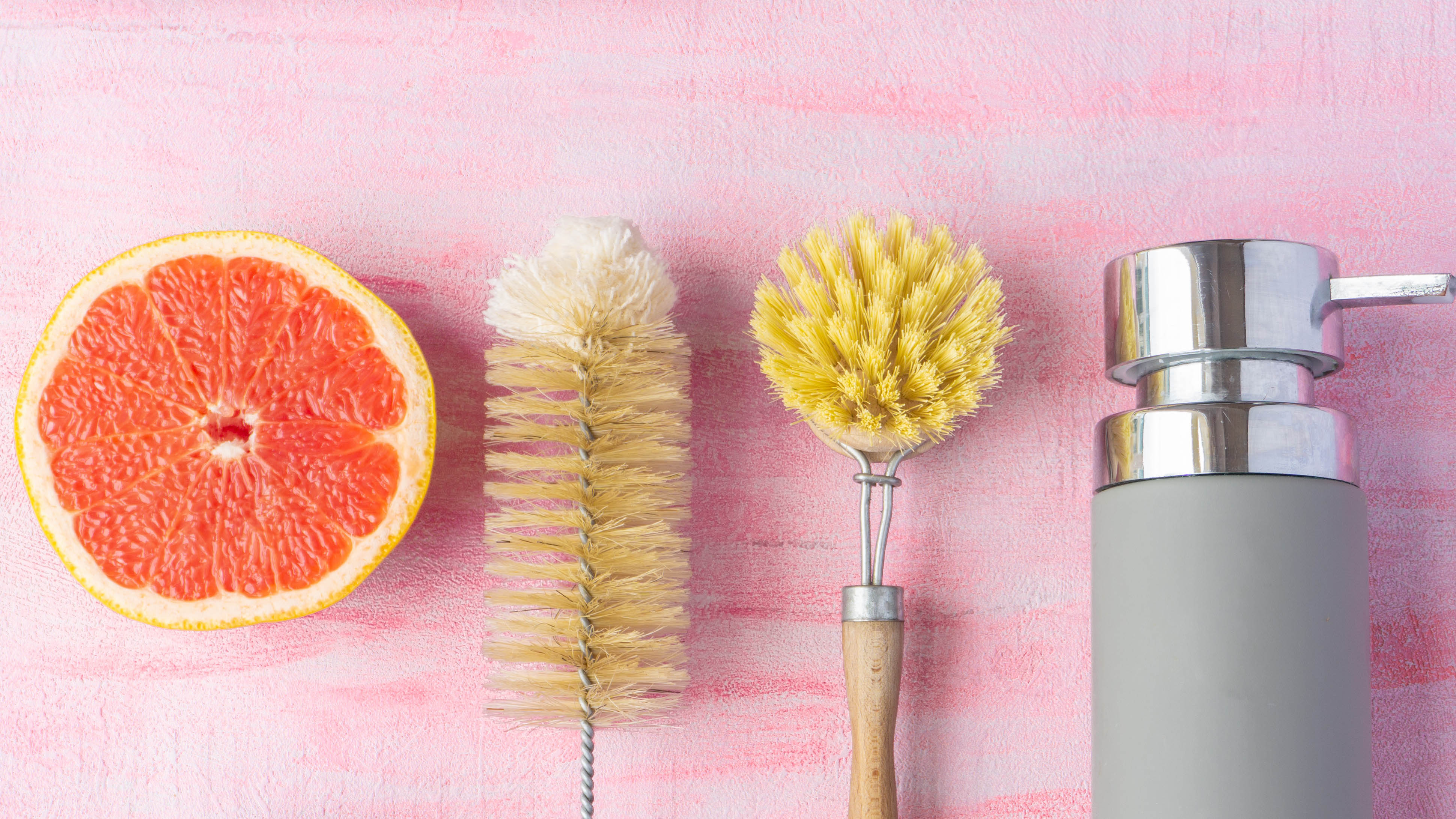 Grapefruit and cleaning tools