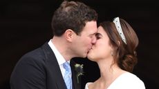 Princess Eugenie’s wedding tribute explained. Seen here Princess Eugenie and Jack Brooksbank kiss after their wedding ceremony