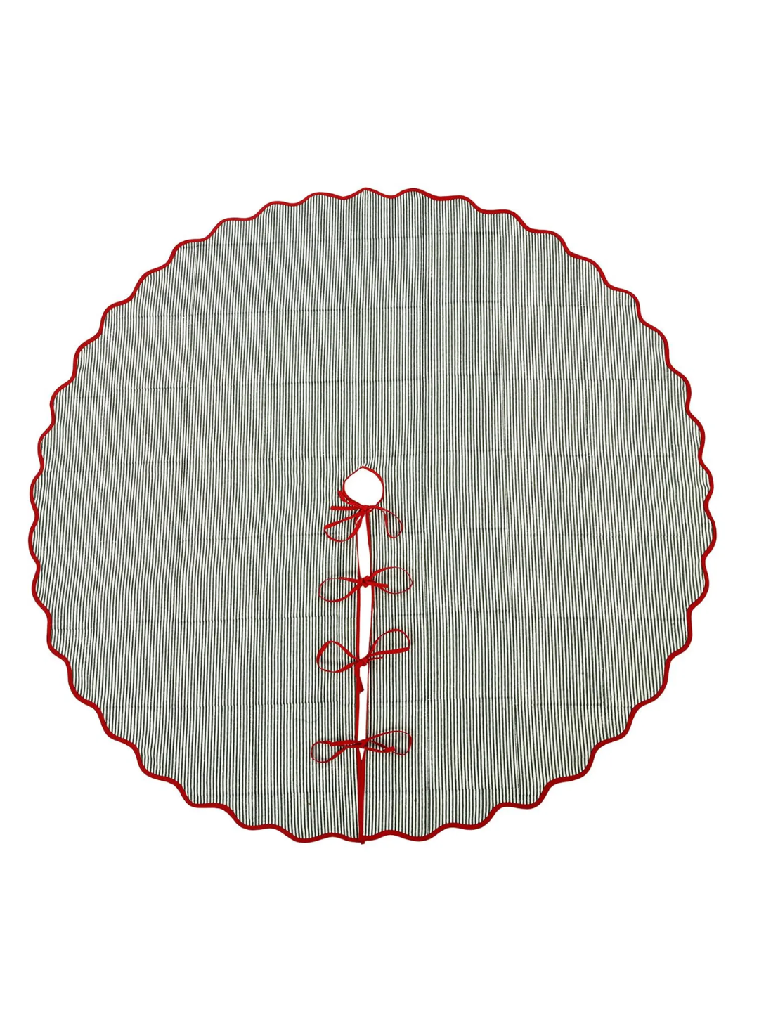 Green Stripes Cotton Christmas Tree Skirt