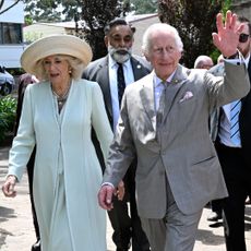 King Charles III and Queen Camilla depart following a service at St. Thomas's Anglican Church on October 20, 2024 in Sydney, Australia. 