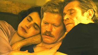 (L-R) Margaret Qualley, Jesse Plemons and Willem Dafoe in "Kinds of Kindness"