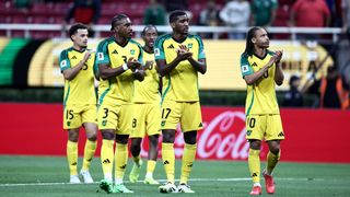 Players of Jamaica celebrate after winning the 2026 FIFA World Cup qualifiers semi-final playoff