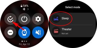 How to turn on sleep mode on a Samsung Galaxy Watch