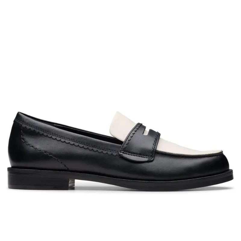 Clarks , Straven Edge Black Combination Leather Loafers