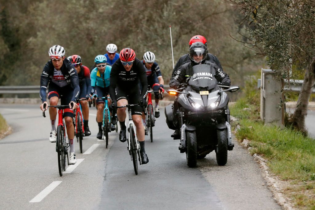 NICE FRANCE MARCH 13 LR Alex Kirsch of Luxembourg and Team Trek Segafredo and Connor Swift of United Kingdom and Team Arka Samsic compete in the breakaway during the 80th Paris Nice 2022 Stage 8 a 1156km stage from Nice to Nice ParisNice WorldTour on March 13 2022 in Nice France Photo by Bas CzerwinskiGetty Images