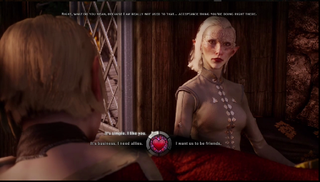 My inquisitor (on the right) flirts with Sera.