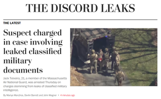 A screengrab of The Washington Post's coverage of "The Discord Leaks."