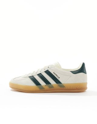 Adidas Originals Gazelle Indoor Trainers in Cream and Green