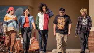 Paulina Alexis , Devery Jacobs, D’Pharaoh Woon-A-Tai, Lane Factor and Elva Guerra in Reservation Dogs