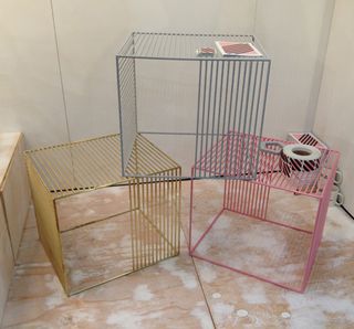 Colourful cage wire tables