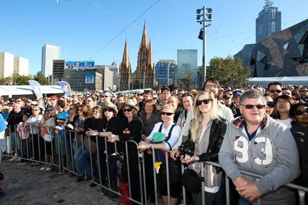 The crowds flocked to see the riders sign on.