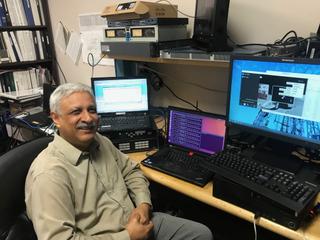 UNC-TV engineer Moh Fatmi, monitors the station's ATSC 3.0 reception as well as the 911 dispatches being sent over 3.0.