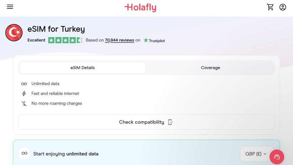 Holafly website screenshot (November 2025).