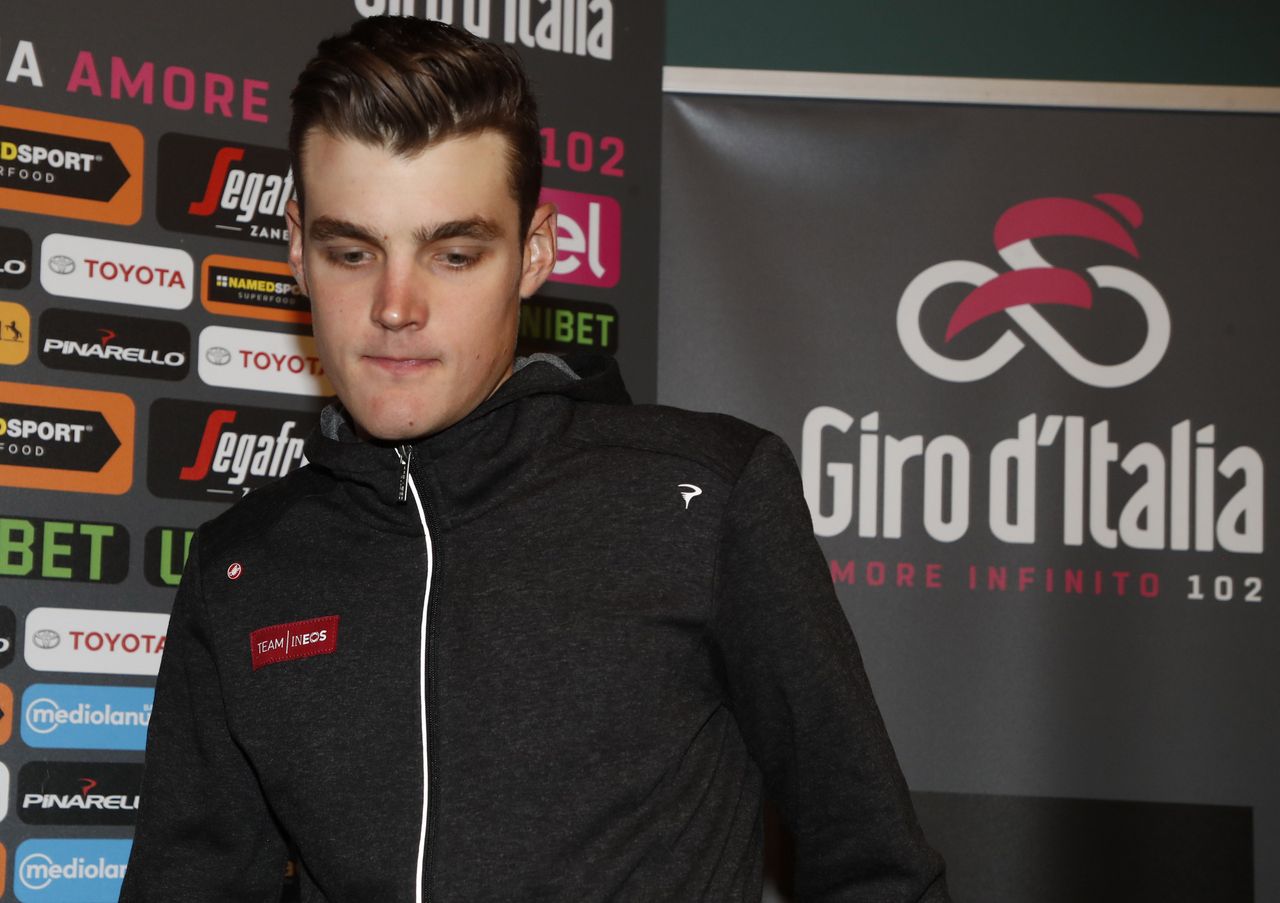Pavel Sivakov takes his seat in the pre-race presser