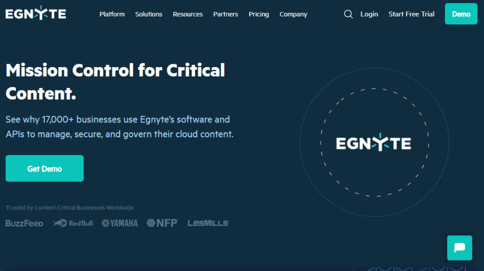 Tangkapan layar situs web untuk Egnyte