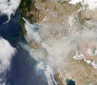 Wildfires and their sooty plumes are seen across the state of California in this image from NASA's Earth Observatory. This Sept. 7 view and other related images from that day were created from data collected by the MODIS tool on NASA's Aqua satellite and by the VIIRS instrument on the National Oceanic and Atmospheric Administration's NOAA-20 satellite.