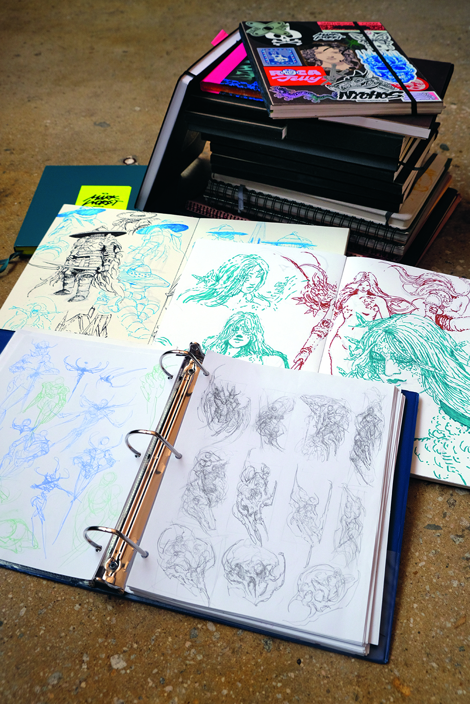 Tattoo art in sketchbooks