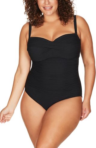 Black Underwire Bandeau One-Piece Swimsuit