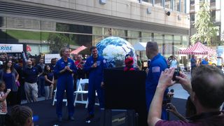 STS-135 Astronauts and Elmo in New York City