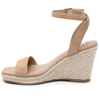 wedge shoes with beige straps