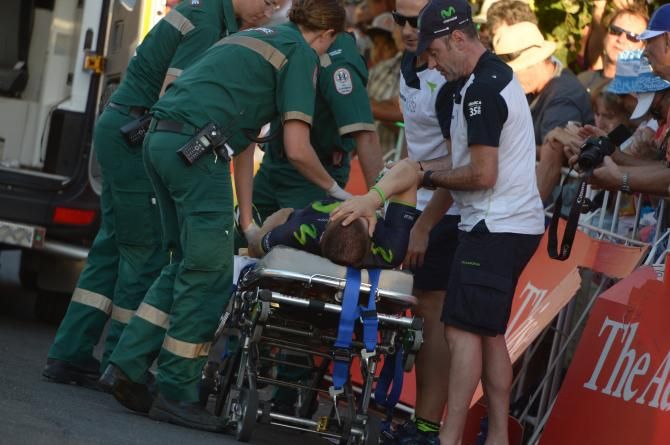 Giovanni Visconti receives medical attention after a crash