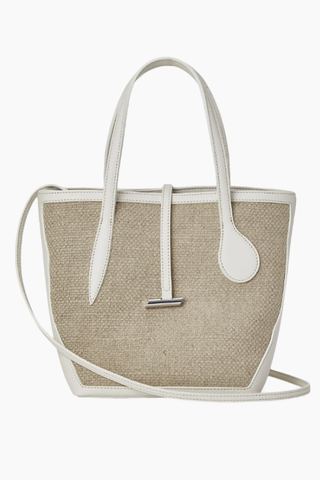 Sprout Mini Linen & Leather Tote Bag