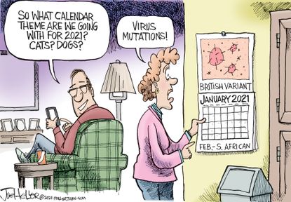Editorial Cartoon U.S. 2021 COVID mutation
