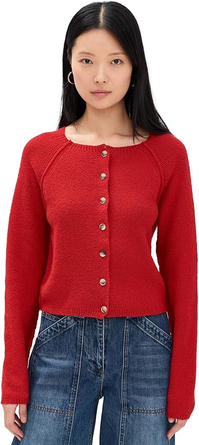 Free People, Free People Women's Sydney Shrunken Cardi, Atlas Red