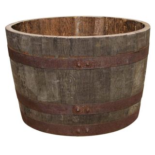 half oak barrel planter