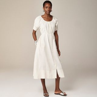 Button-Up Midi Dress in Linen