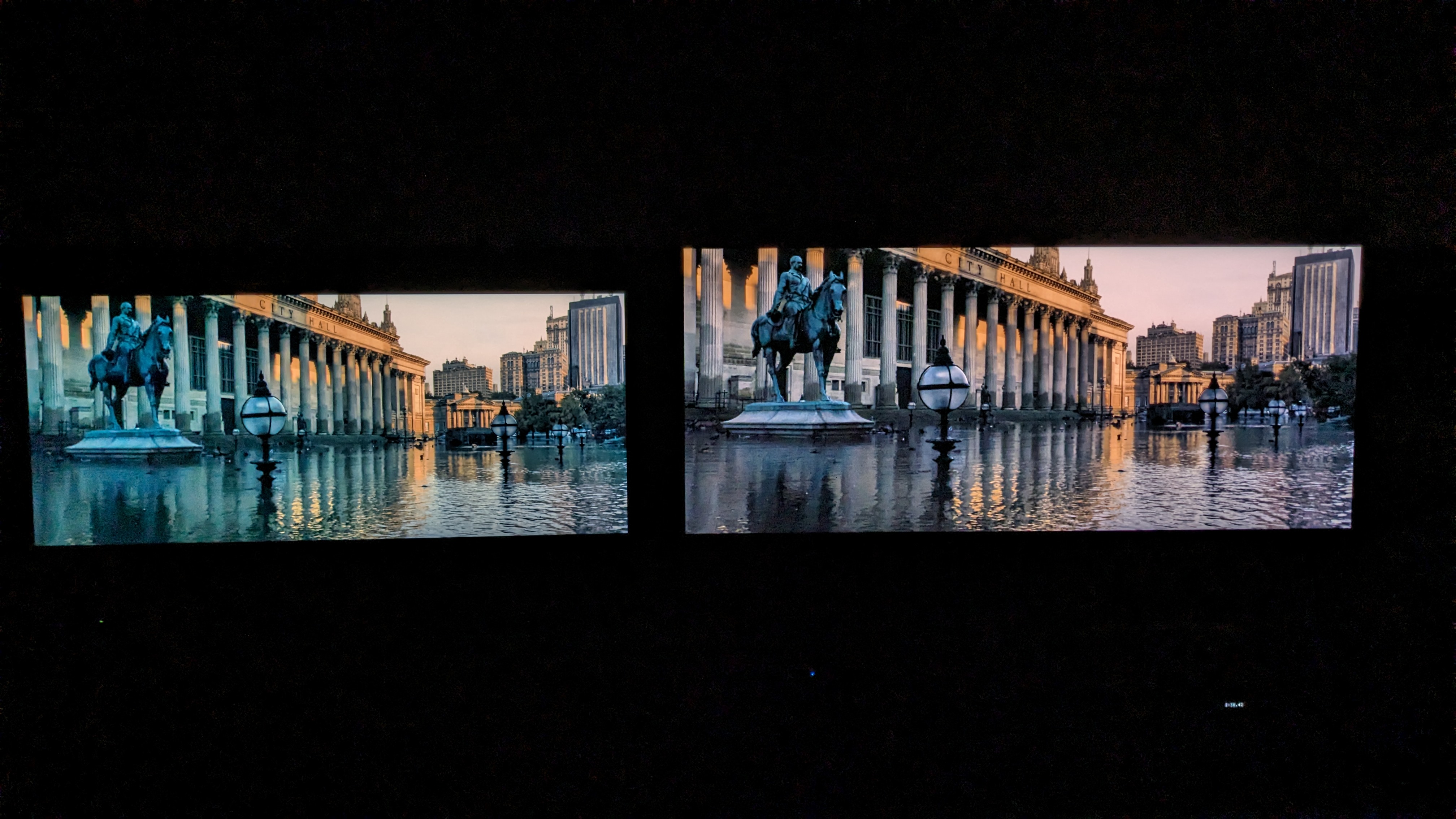 Samsung S95C and Panasonic MZ1500 in dark conditions with the batman on screen