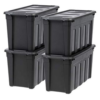 Heavy Duty Totes for Storage With Easy-Grip Handles, 4 Pack