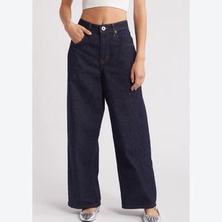 Jaya Low Rise Wide Leg Jeans on model 