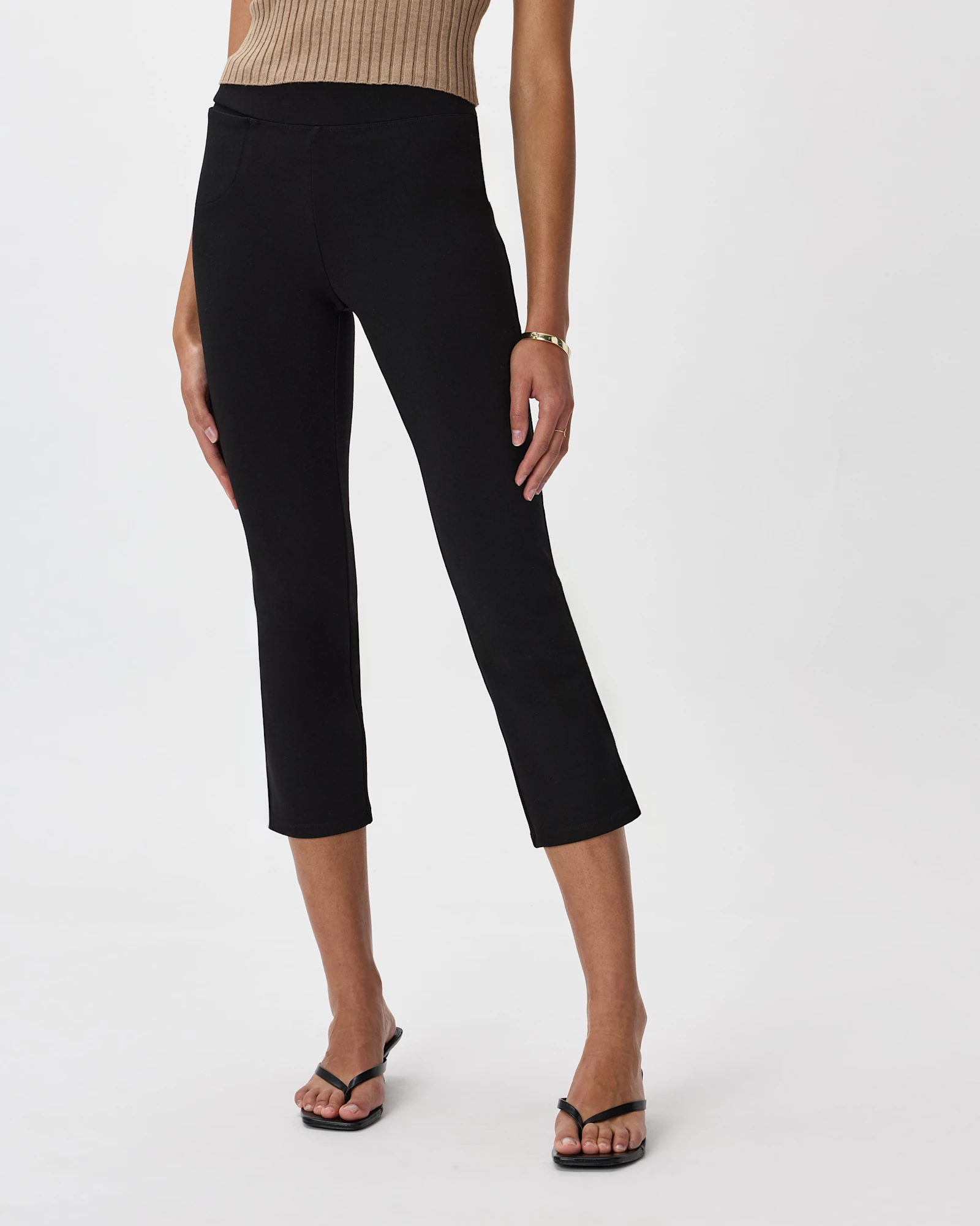 Ultra-Stretch Ponte Kick Flare Pants in Black