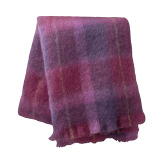 A pink and purple mohair throw