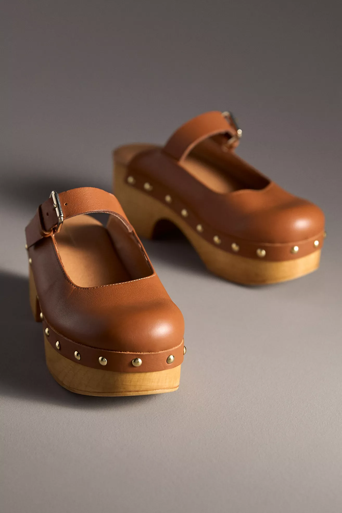 By Anthropologie Wood-Bottom Mule Heels