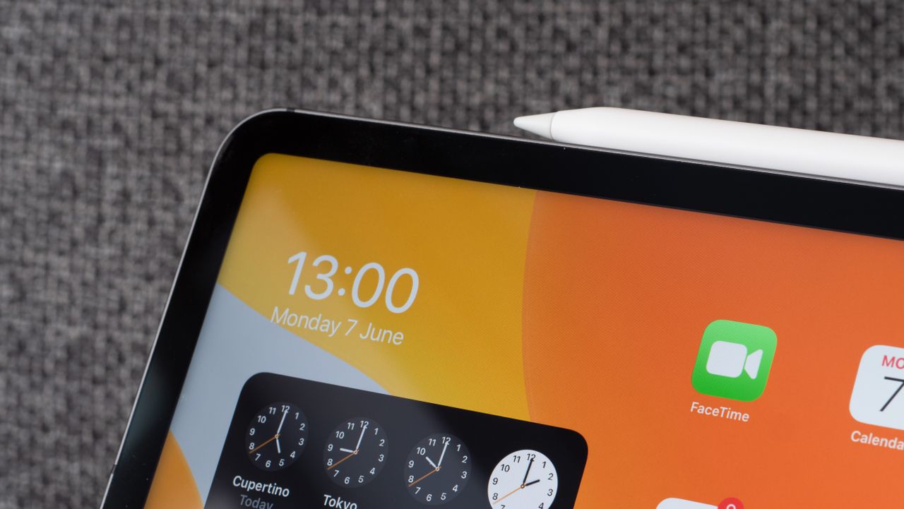 The Apple Pencil attached to the 12.9in Apple iPad Pro