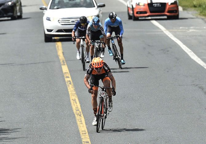 Pier-Andre Cote (Silber Pro Cycling) accelerates and drops everyone in the final metres