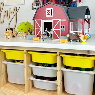 A playrrom with IKEA toy storage