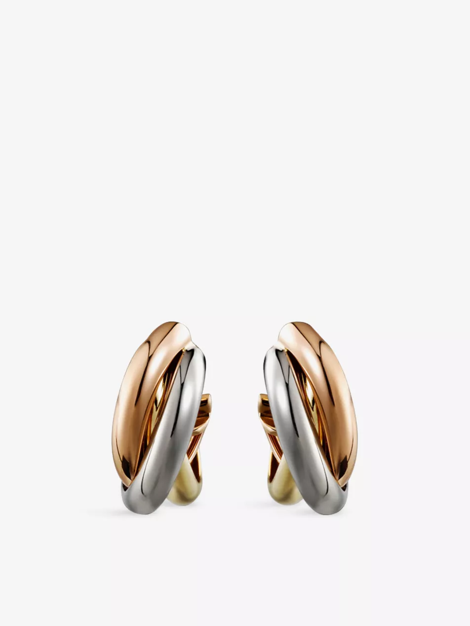 Trinity 18ct Rose, Yellow and White-Gold Earrings