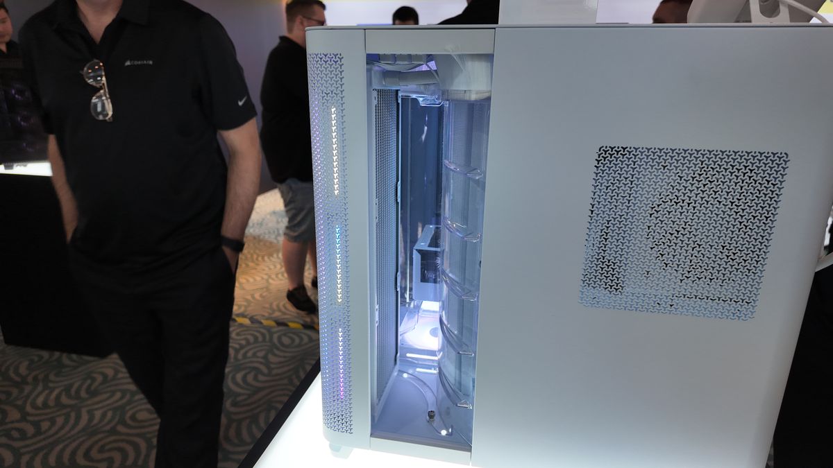 A Corsair Air 5400 PC case at Computex 2025.