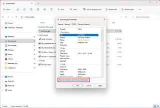 File Explorer remove file metadata
