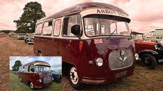 Before and after image of a vintage bus altered using a Look Up Tabe